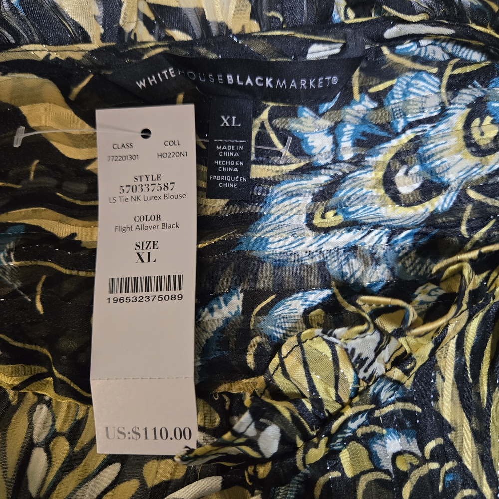 WHBM Women Size XL Elegant Silky Tunic Print Women's Blouse NWT - Picture 3 of 12
